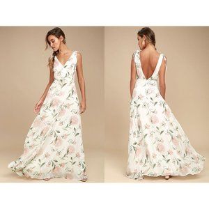 Lulu's Romantic Possibilities White Floral Dress S